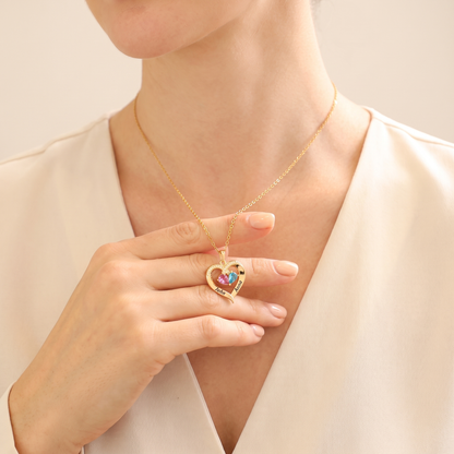 Always Yours birthstone heart necklace worn