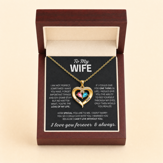 Always Yours birthstone heart necklace in gift box