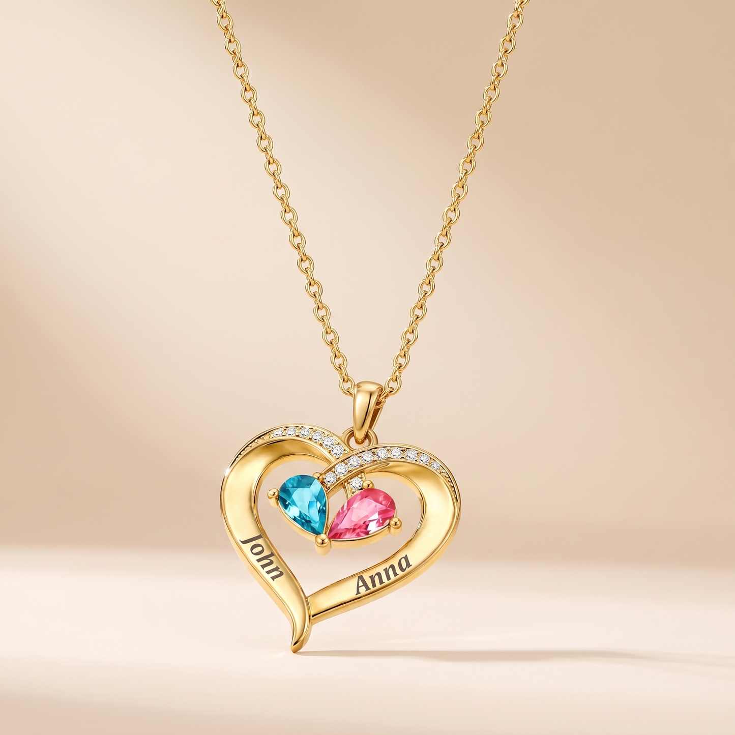 To My Wife birthstone heart necklace product