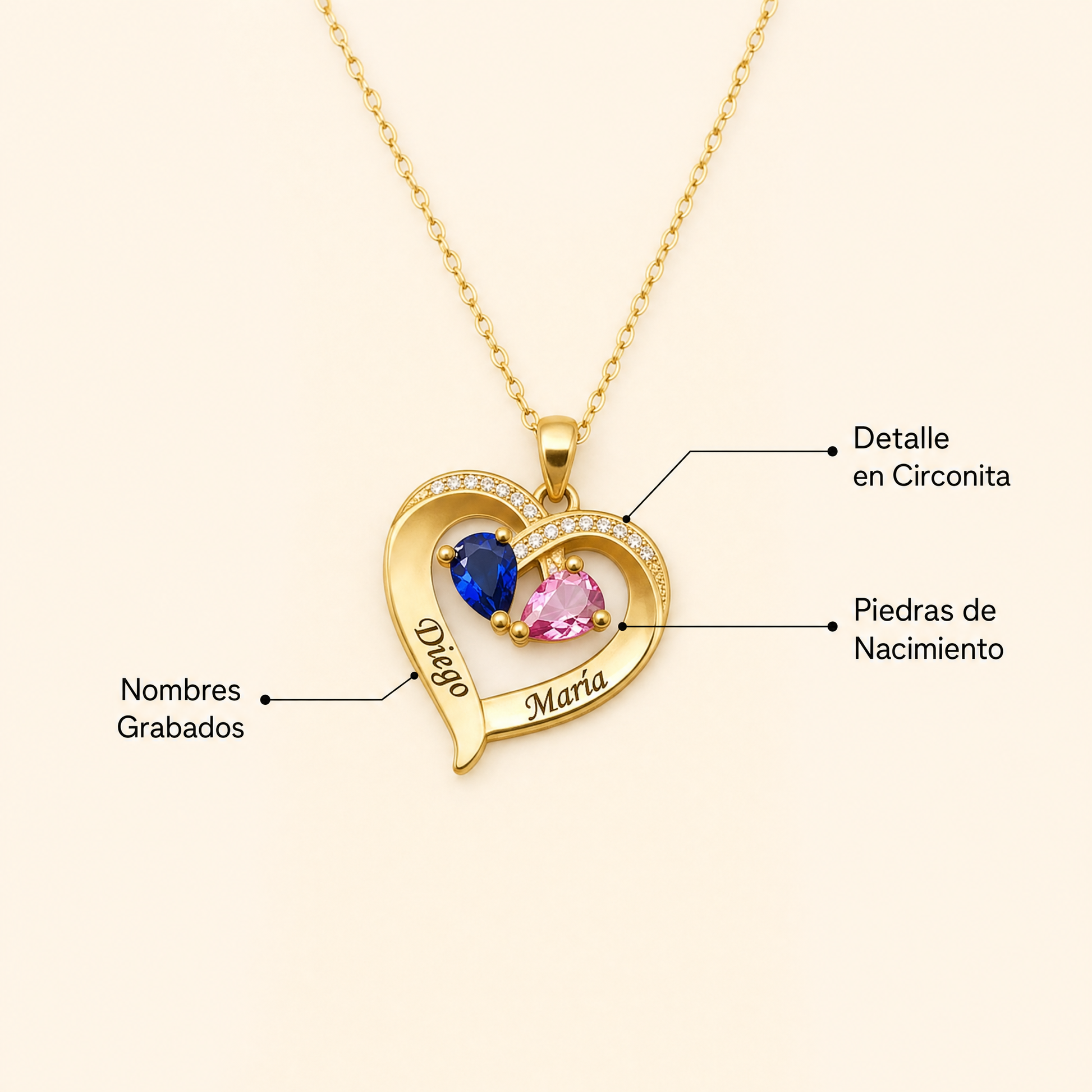 Siempre Tuya collar de corazón características