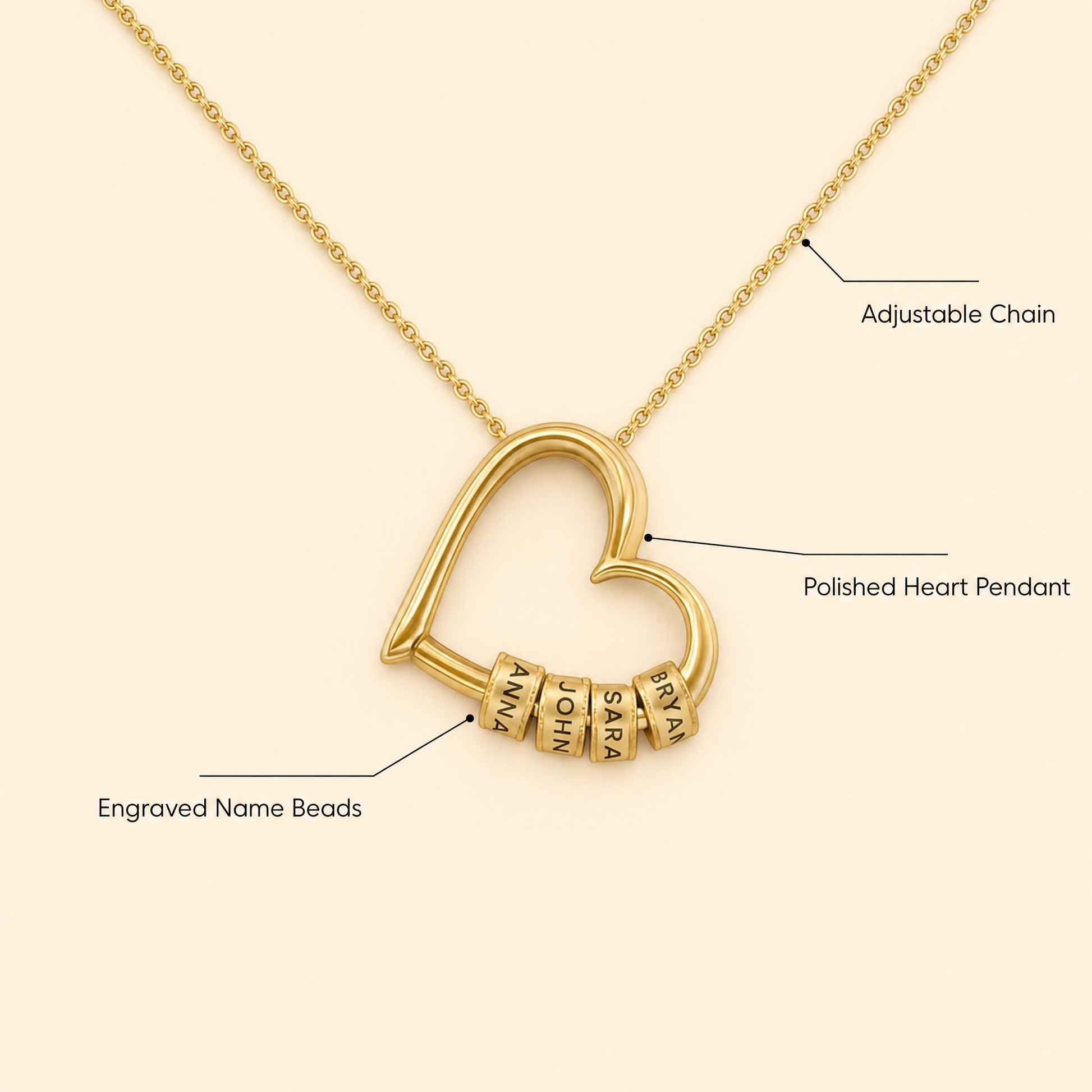 The Heart of Our Family beads necklace features