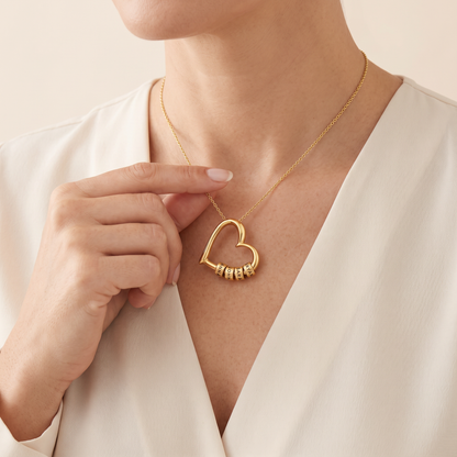 The Heart of Our Family beads necklace worn