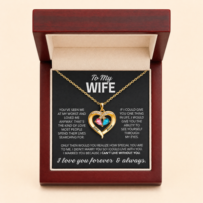 Always Yours birthstone heart necklace in gift box