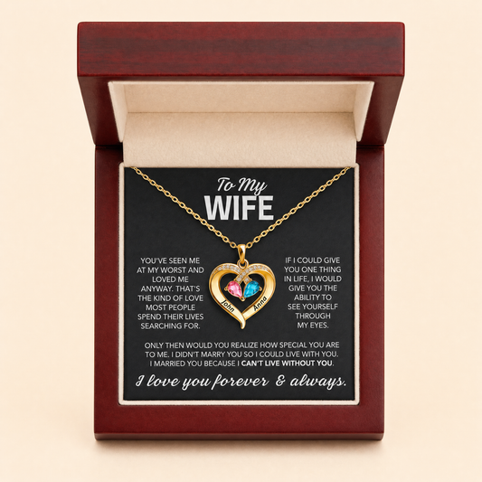 Always Yours birthstone heart necklace in gift box