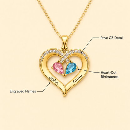 Always Yours birthstone heart necklace features