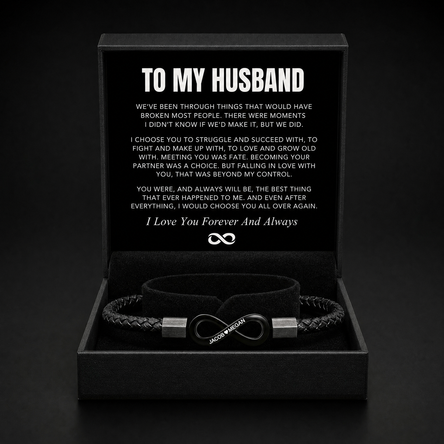 To My Man infinity personalized bracelet in gift box