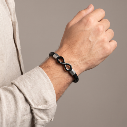 To My Man infinity bracelet worn on wrist