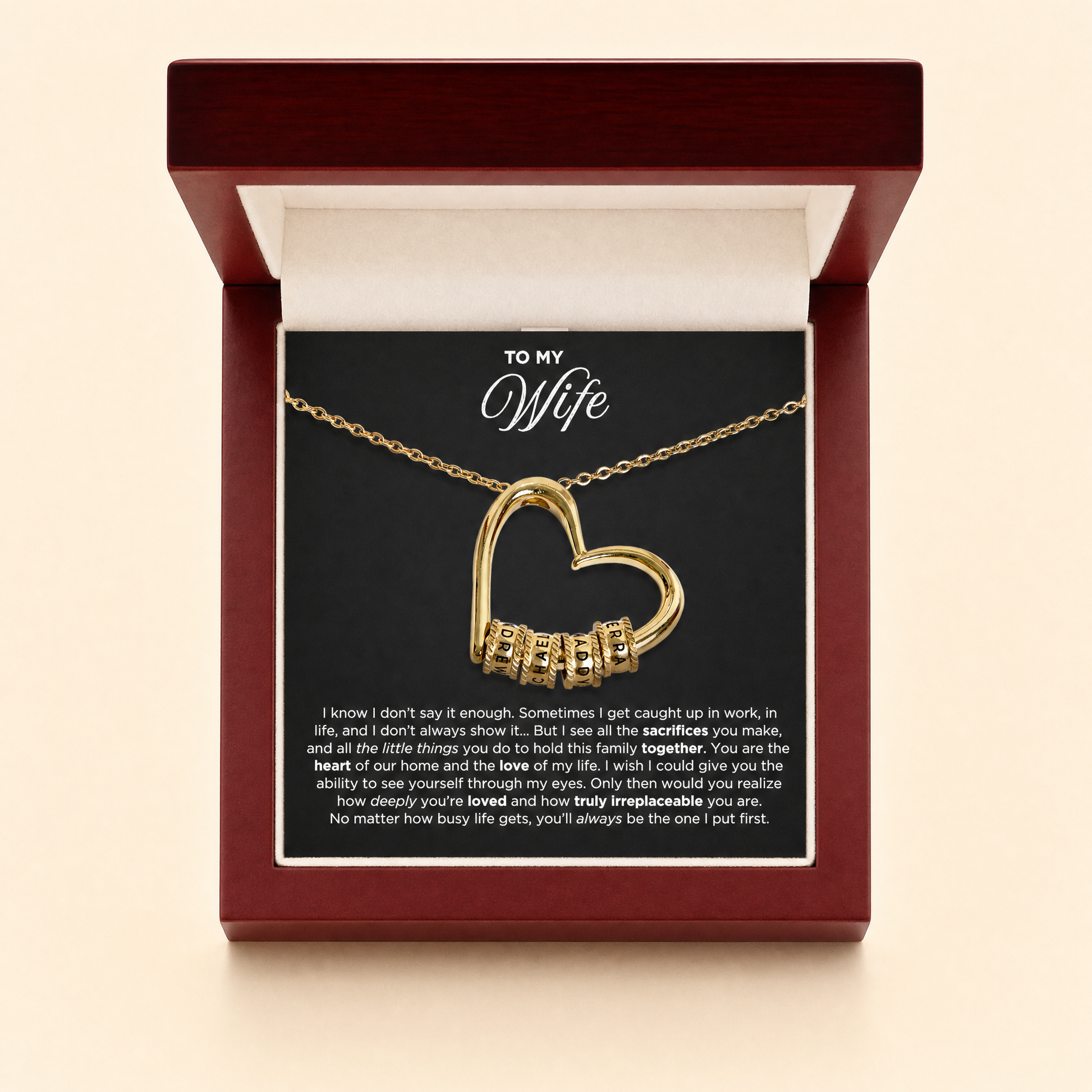 The Heart of Our Family beads necklace in gift box