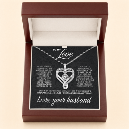 Engraved heart necklace for wife with LED gift box