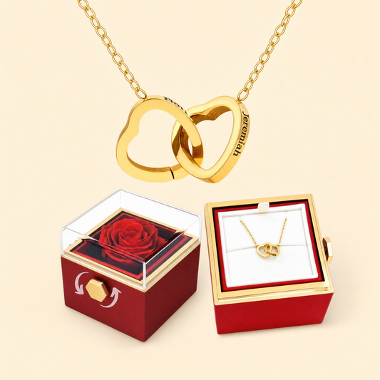 The Spin of Love interlocking hearts gift box set