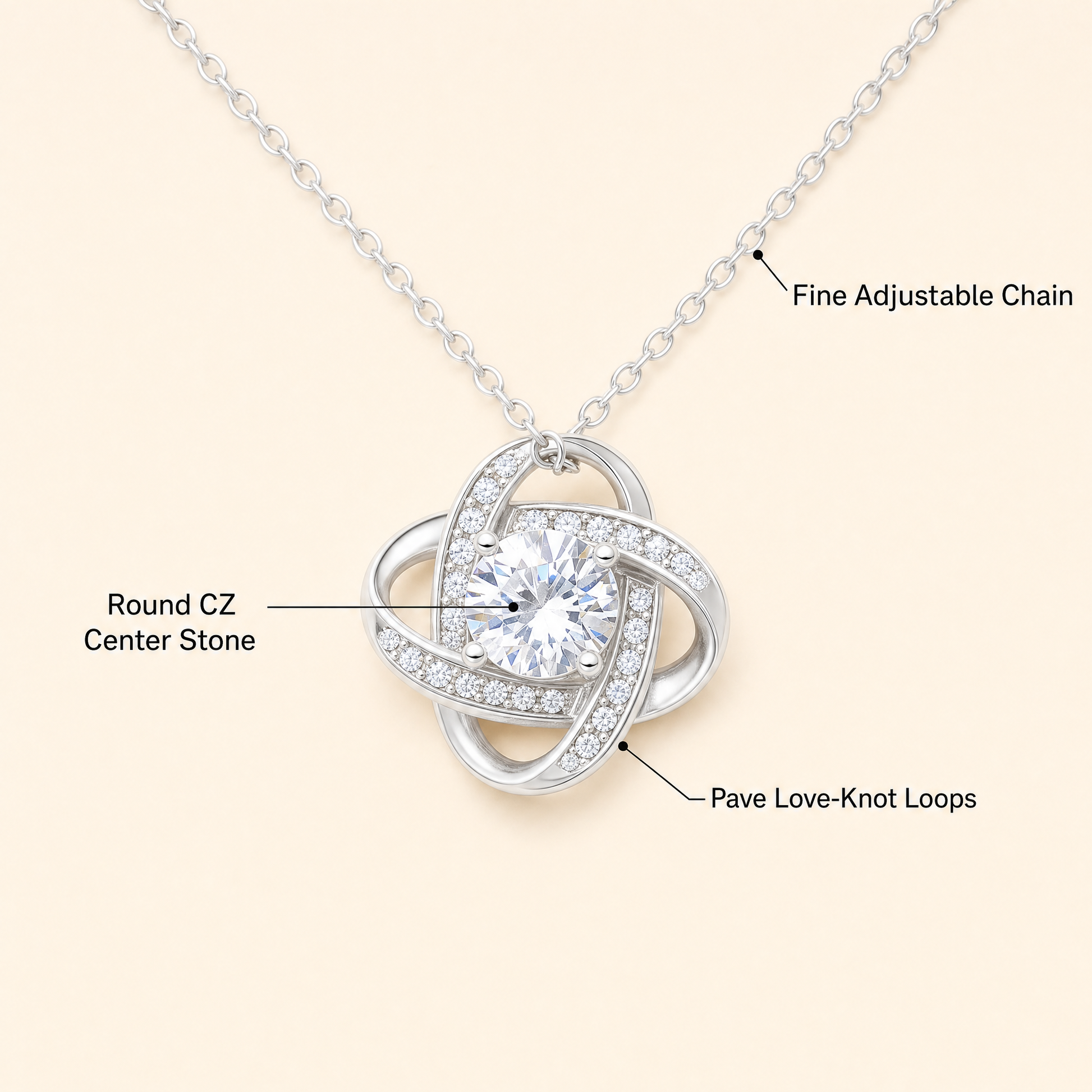 Forever Love Knot necklace features