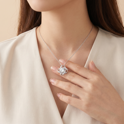 Forever Love Knot necklace worn