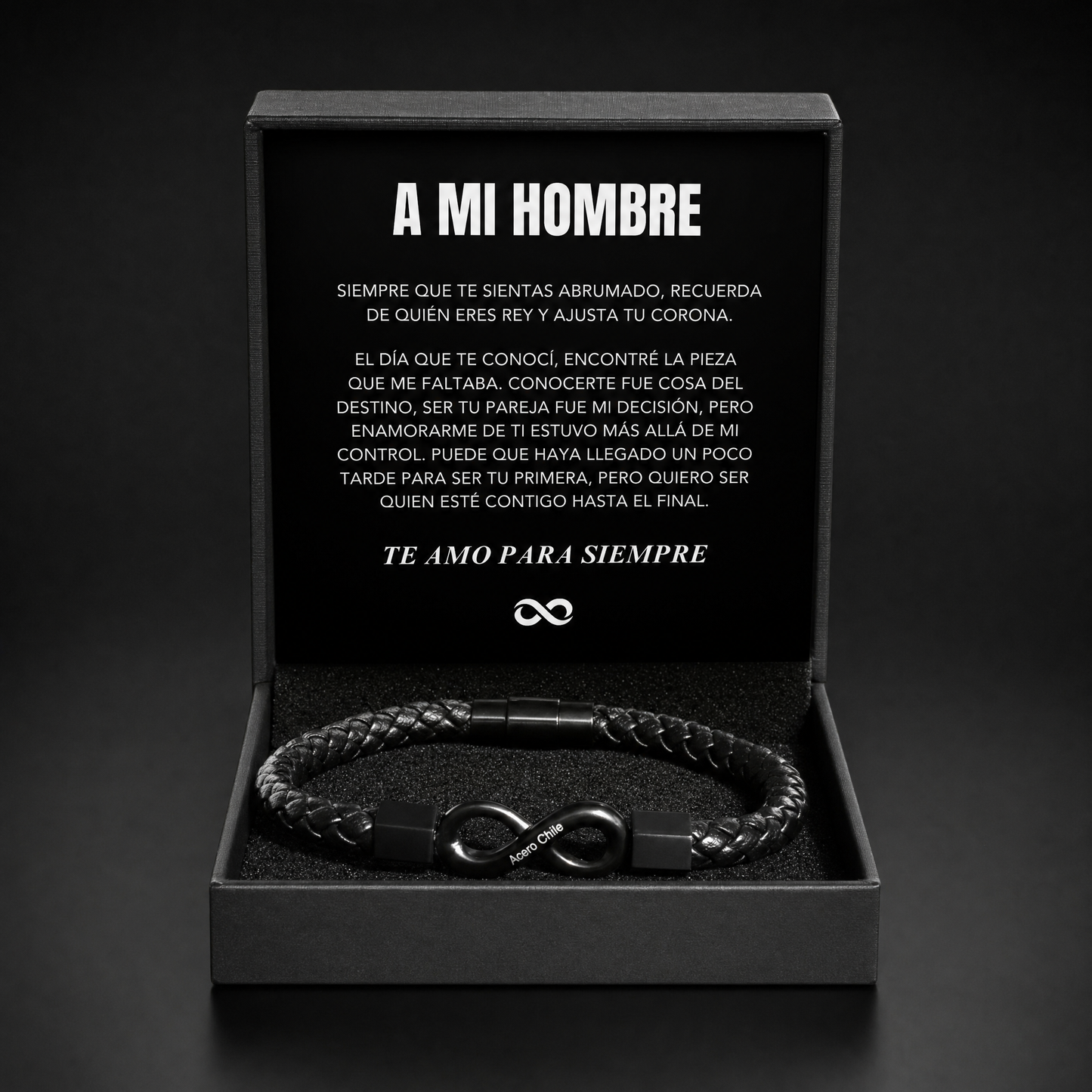 Para mi hombre pulsera infinita personalizada en caja de regalo