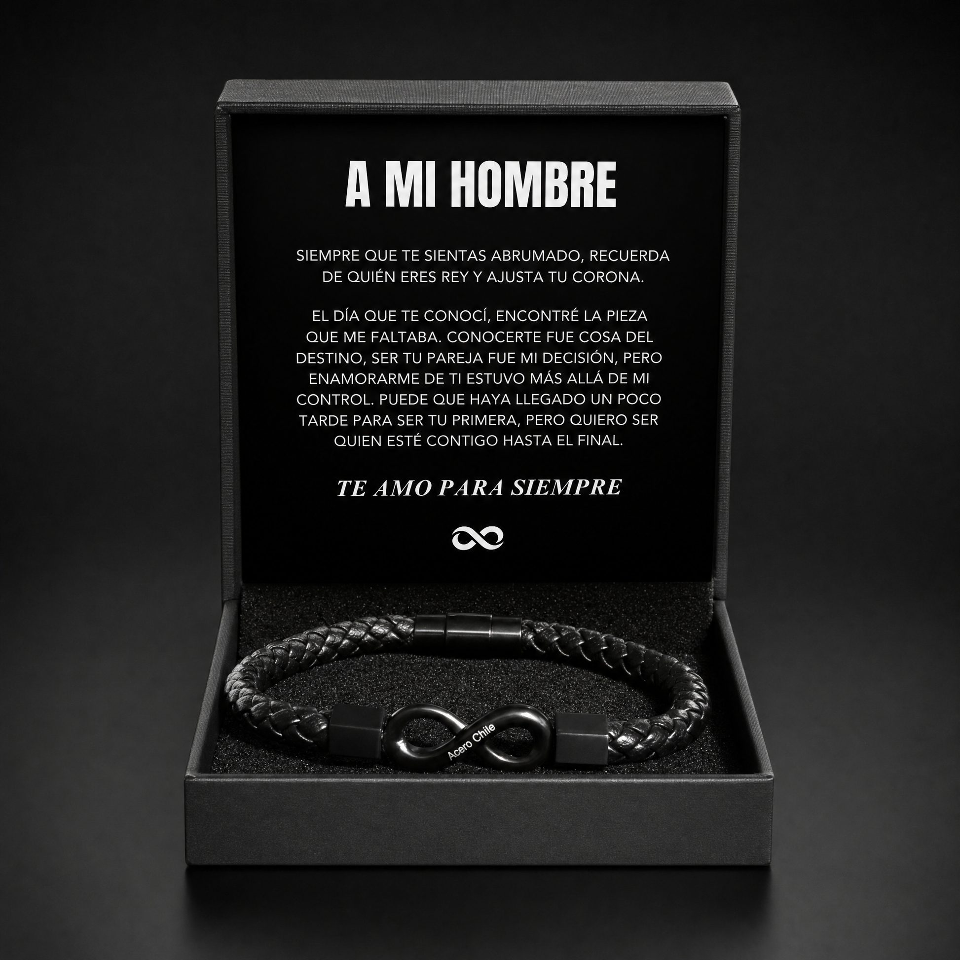 Para mi hombre pulsera infinita personalizada en caja de regalo