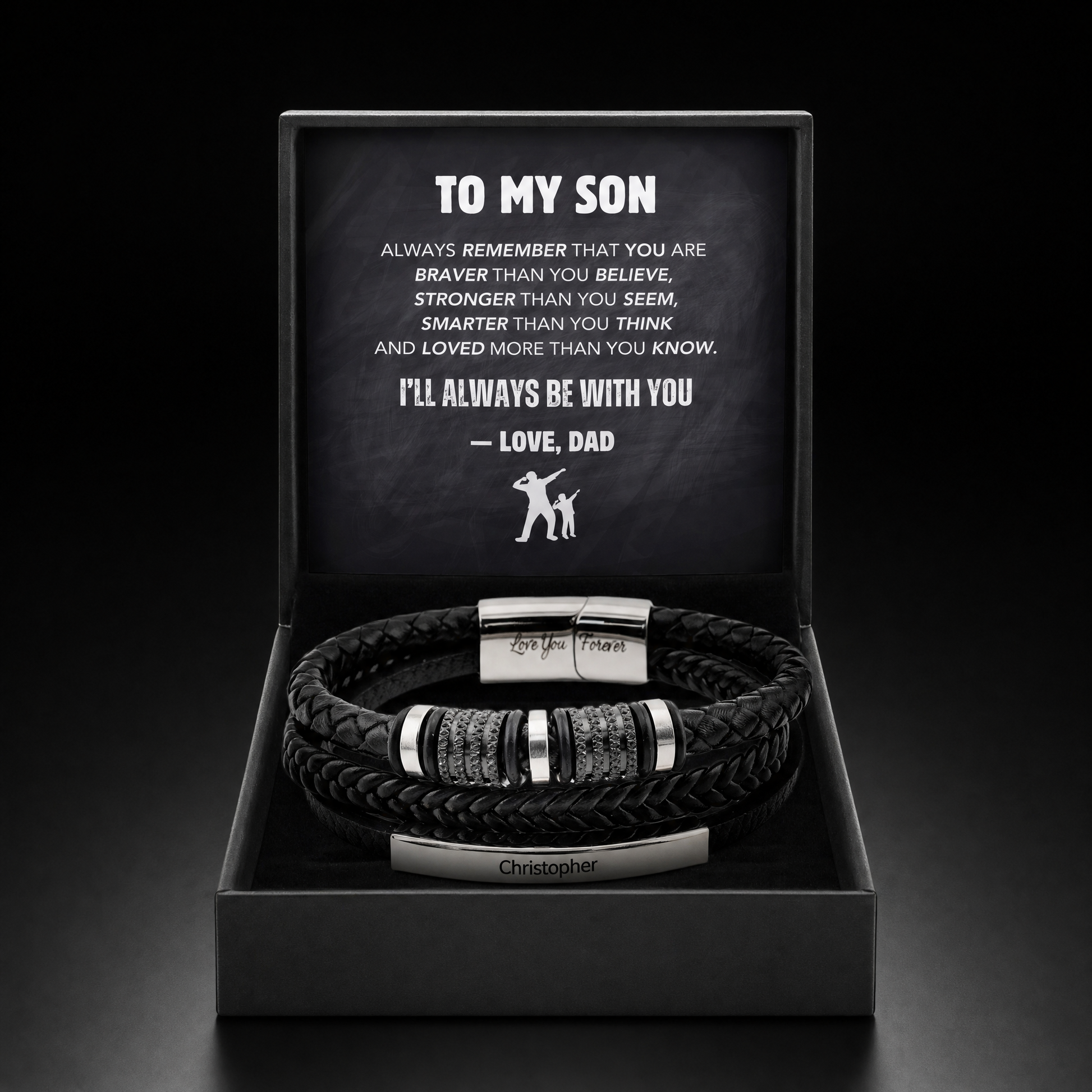 Son's Pride and Love triple stack bracelet in gift box