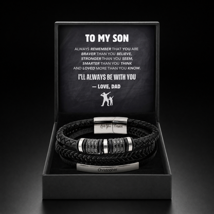 Son's Pride and Love triple stack bracelet in gift box