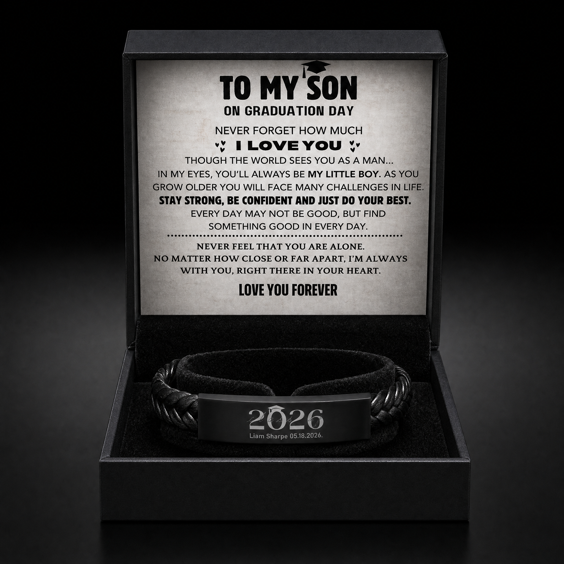 Son's personalized graduation milestone keepsake gift set