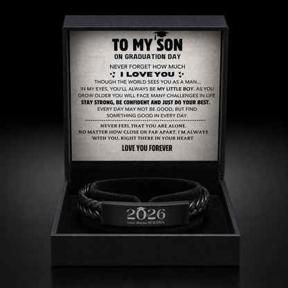 Son's personalized graduation milestone keepsake gift set