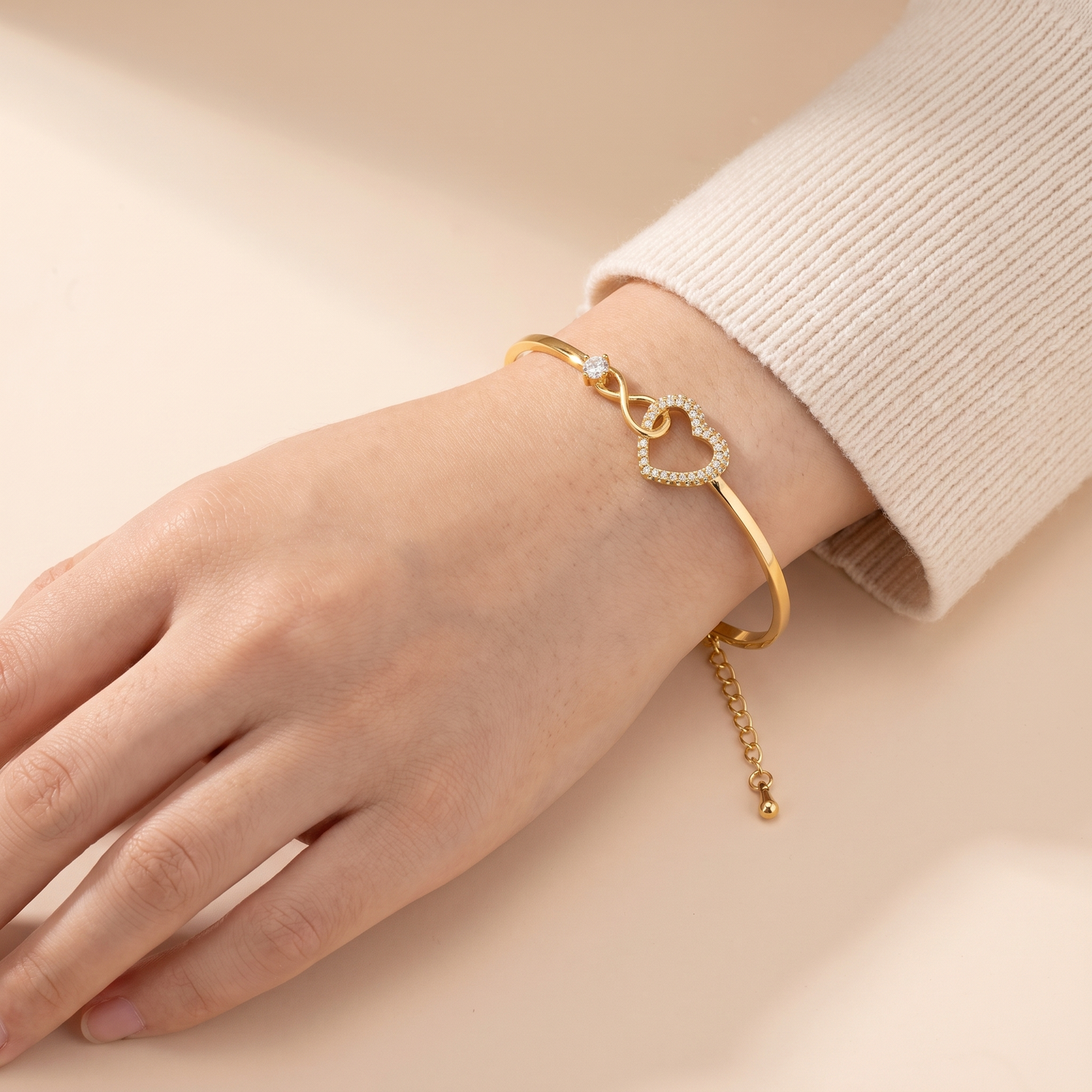 Daughter heart bangle worn detail