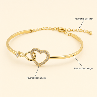 Daughter heart bangle features