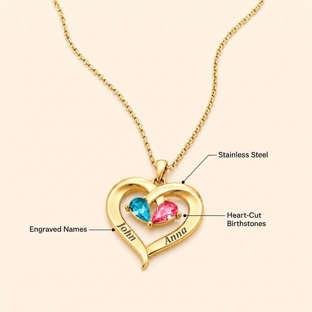 Always Yours - Birthstone Heart Necklace