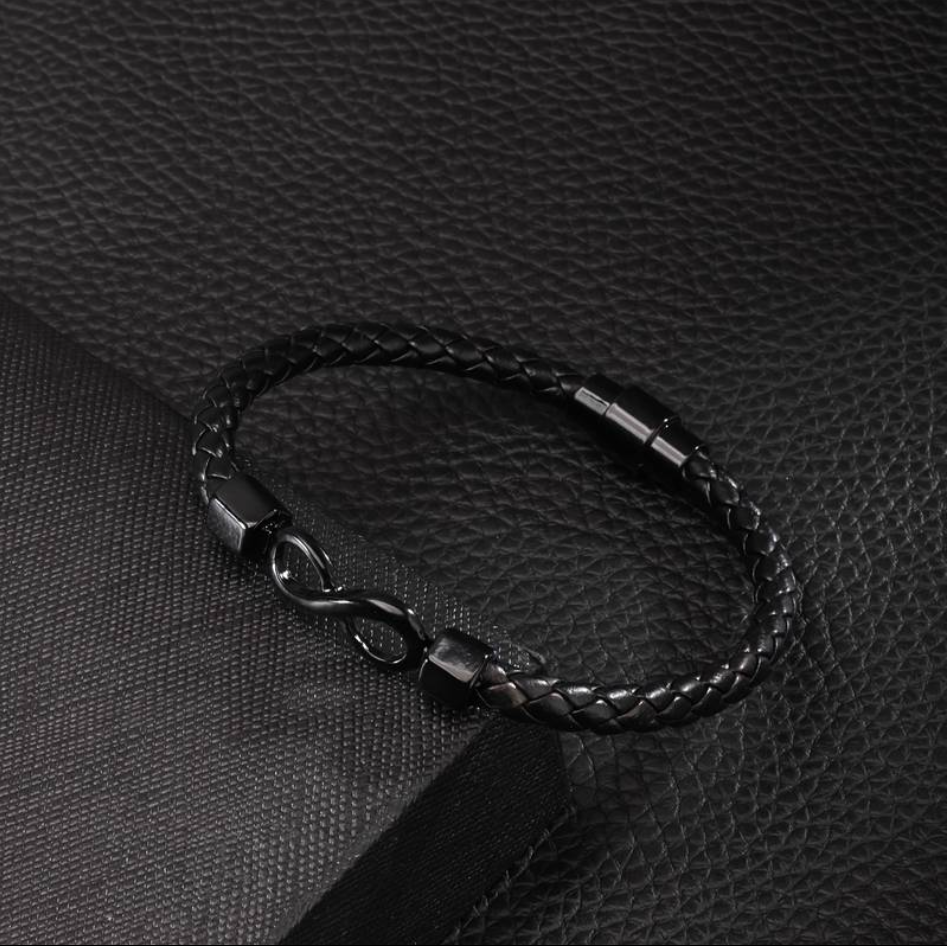 To My Man leather infinity bracelet engraved with couple's names - view 2
