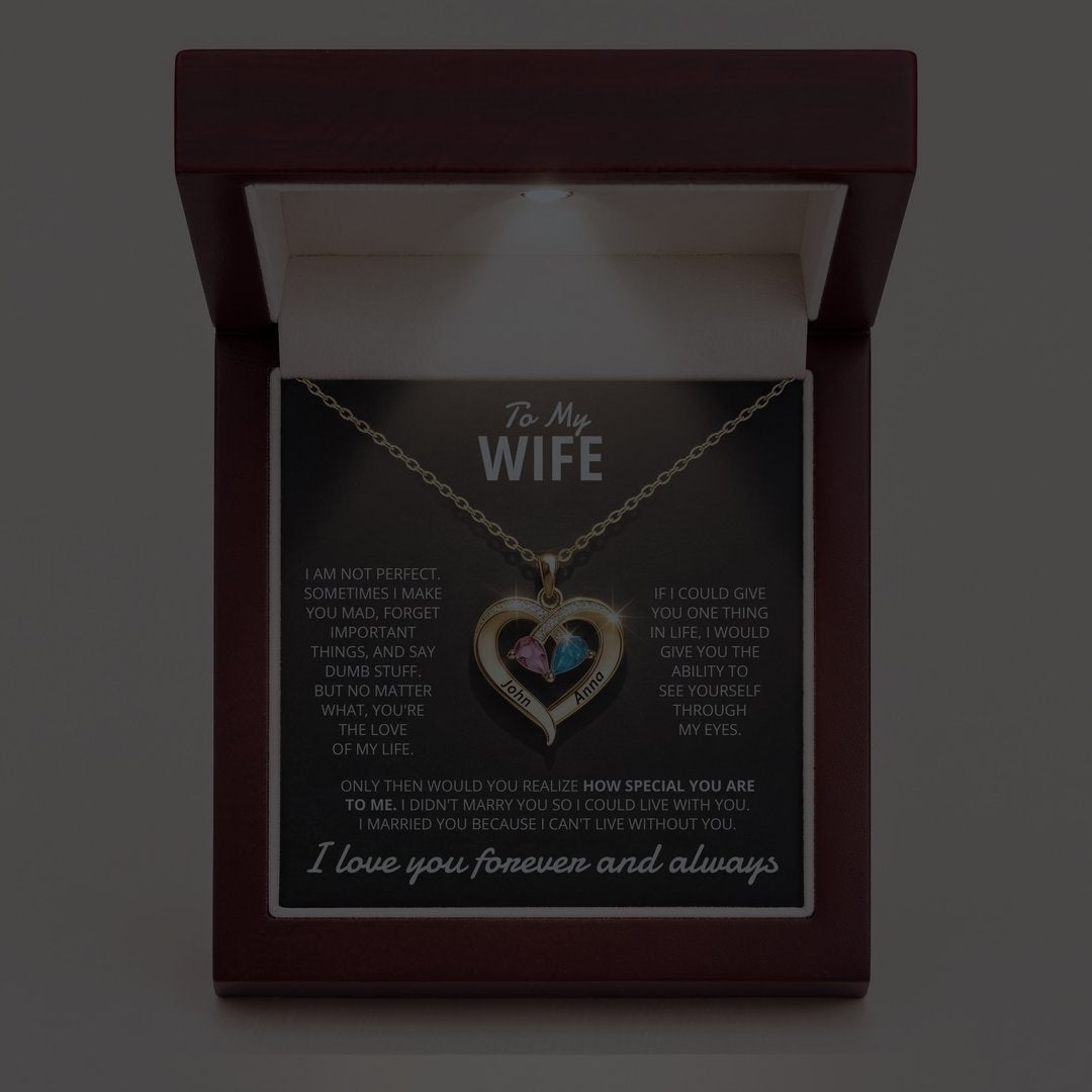 Always Yours birthstone heart necklace in gift box